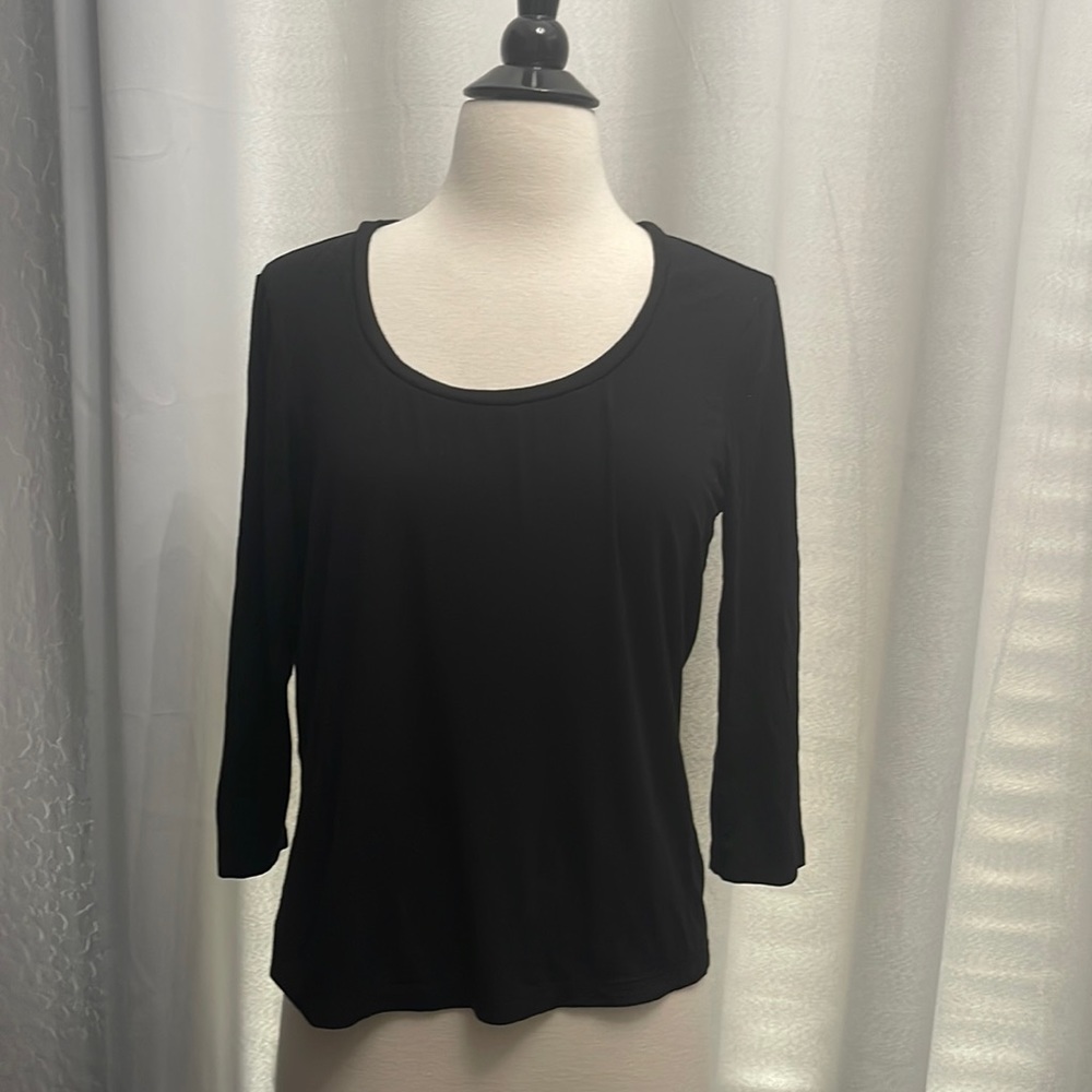 Talbots black Thin long sleeve undershirt ladies top size medium petite